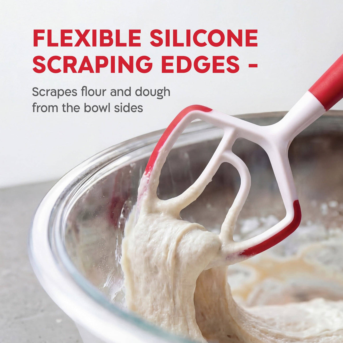 KneadAce Dough Wand, Danish Dough Whisk: White / Red