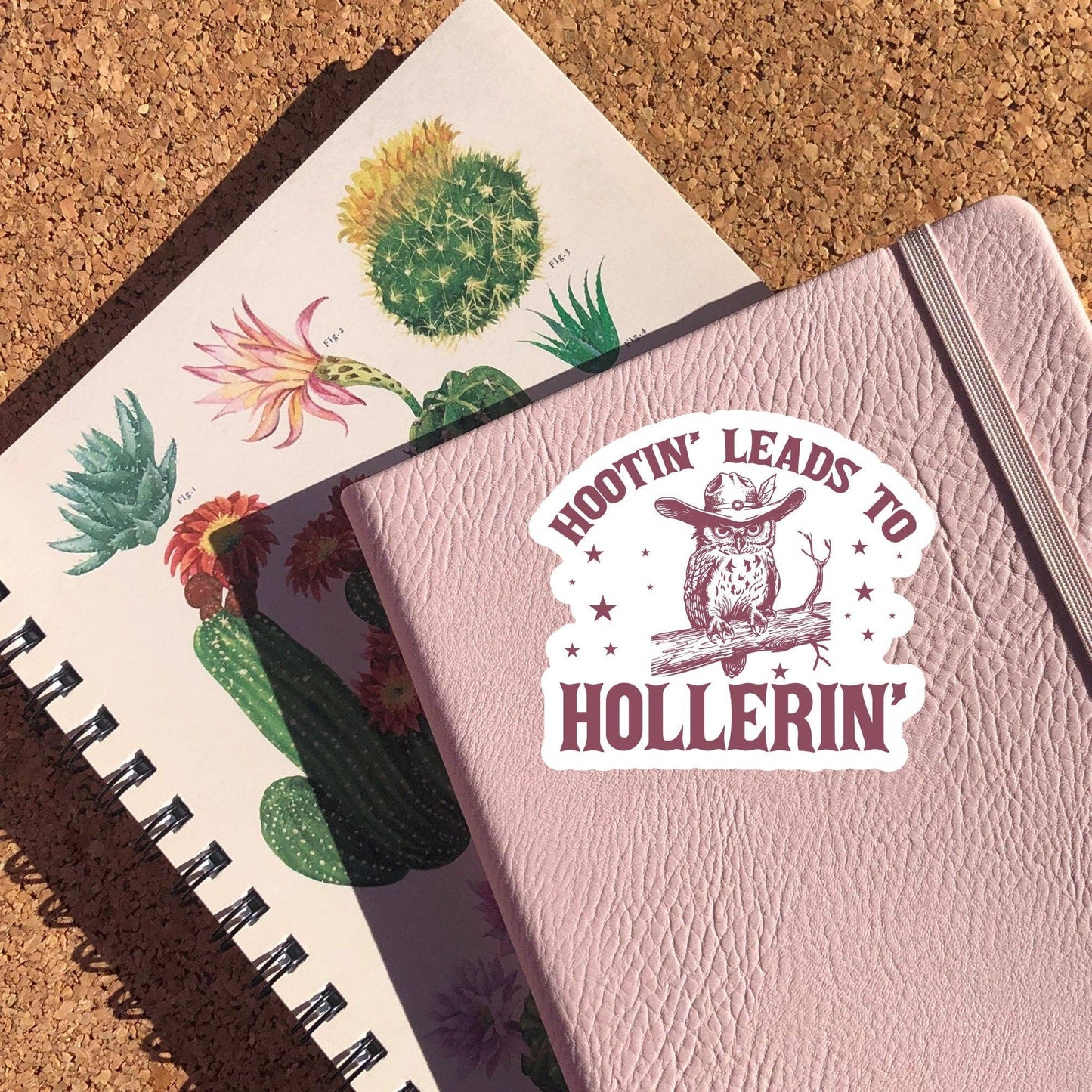 Hootin' Leads to Hollerin' Owl Sticker: Glossy Vinyl / 2 inch