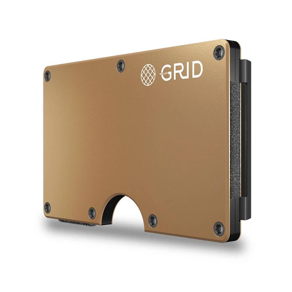 Grid Wallet // Gold Aluminum: Gold / Aluminum / 3.38"L x 2.12"W x 0.23"H