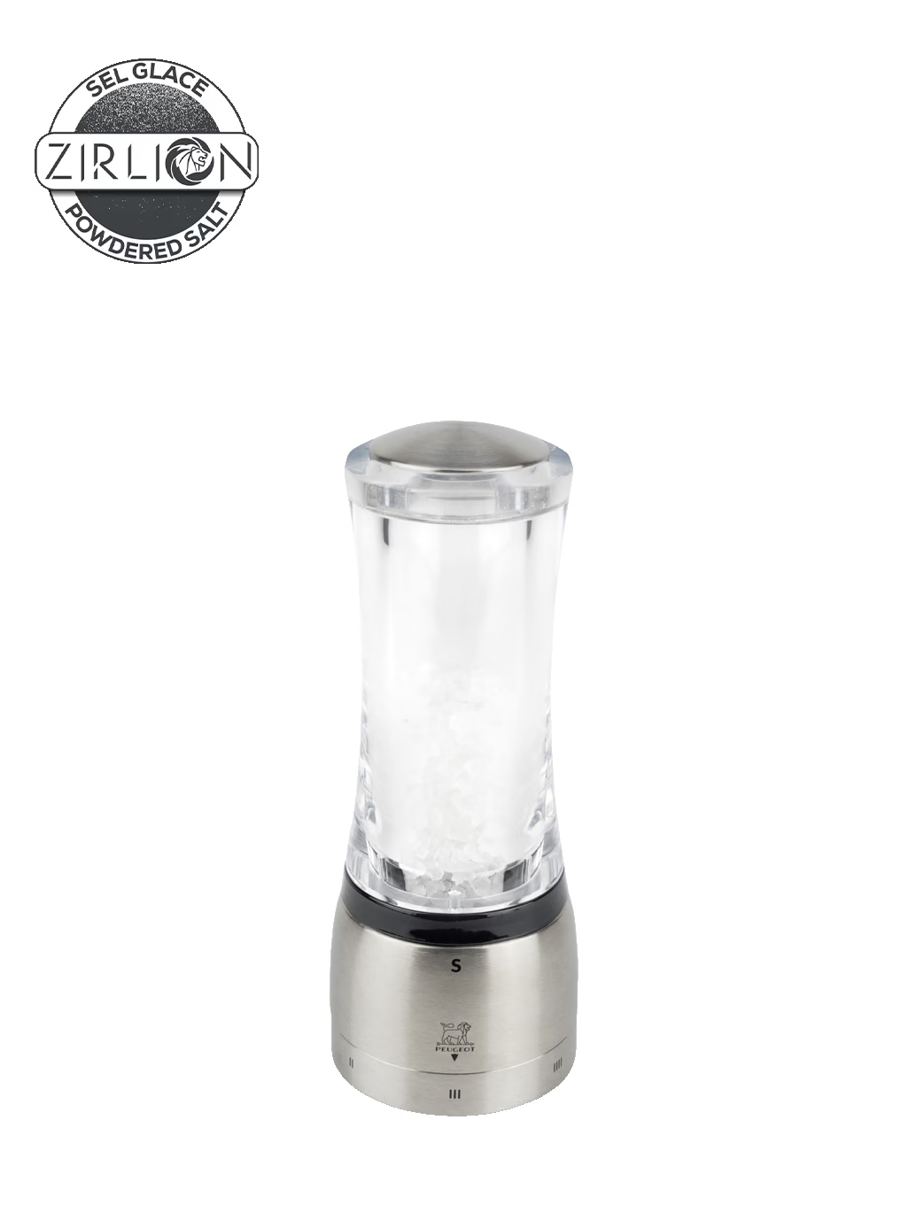 Manual Salt Mill in Acrylic and Stainless steel, 16 cm