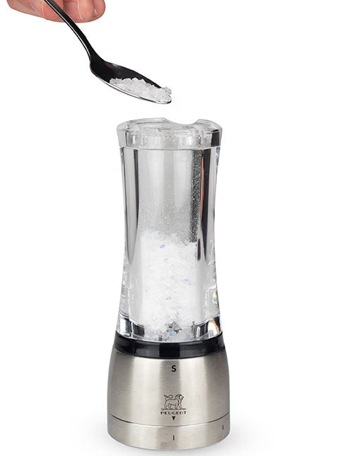Manual Salt Mill in Acrylic and Stainless steel, 16 cm