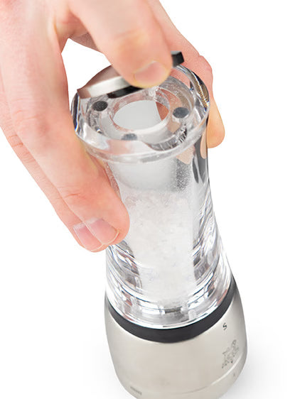 Manual Salt Mill in Acrylic and Stainless steel, 16 cm