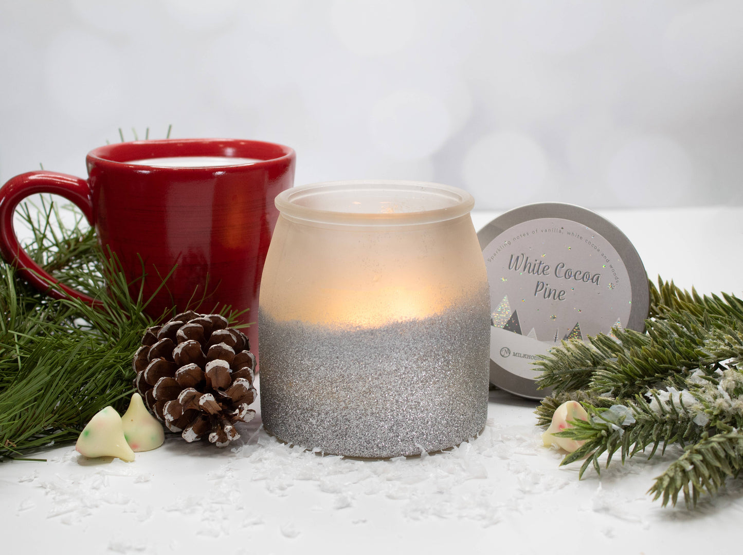 Winter Limited Edition Soy Candles: 16oz Frosted Glitter Jar: Red Glitter - Merry Berry Spice