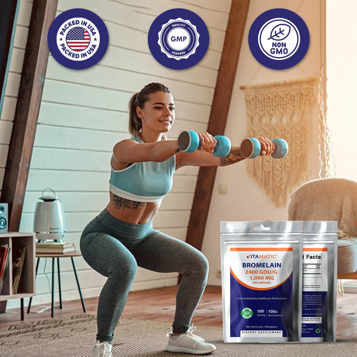 Vitamatic Bromelain Powder | Digestive Enzyme | 100g