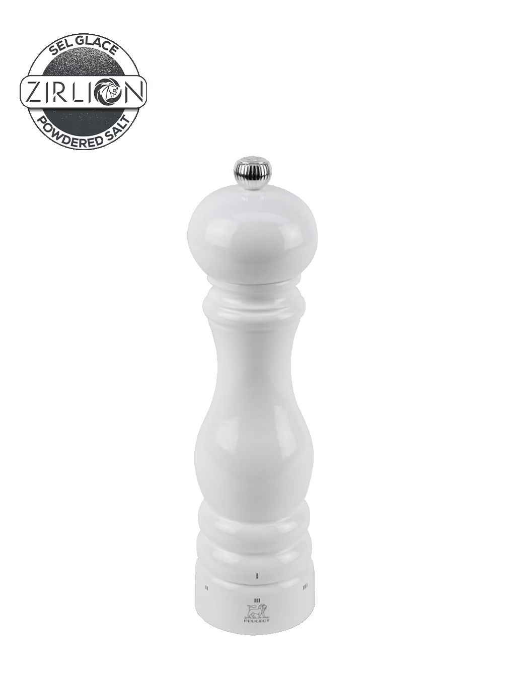 Manual Salt Mill in Wood, White Gloss, 22 cm - 8,75in
