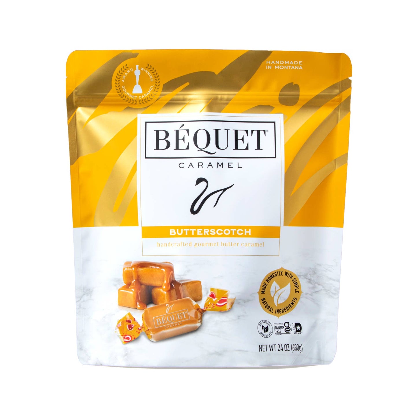 Béquet Gourmet Caramel 24 oz Resealable Pouch: Chewy