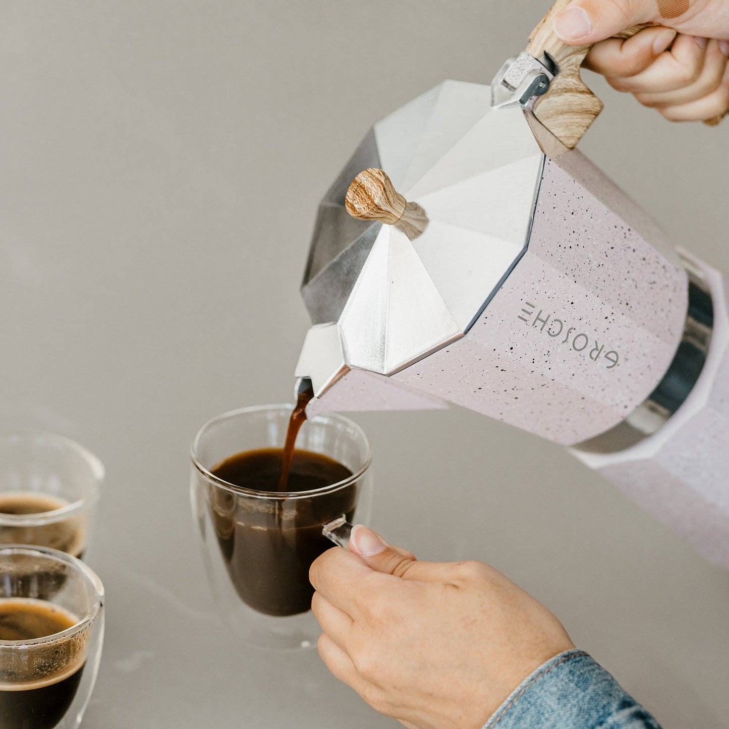 MILANO STONE Stovetop Espresso Maker  - Blush Pink: 6 cup