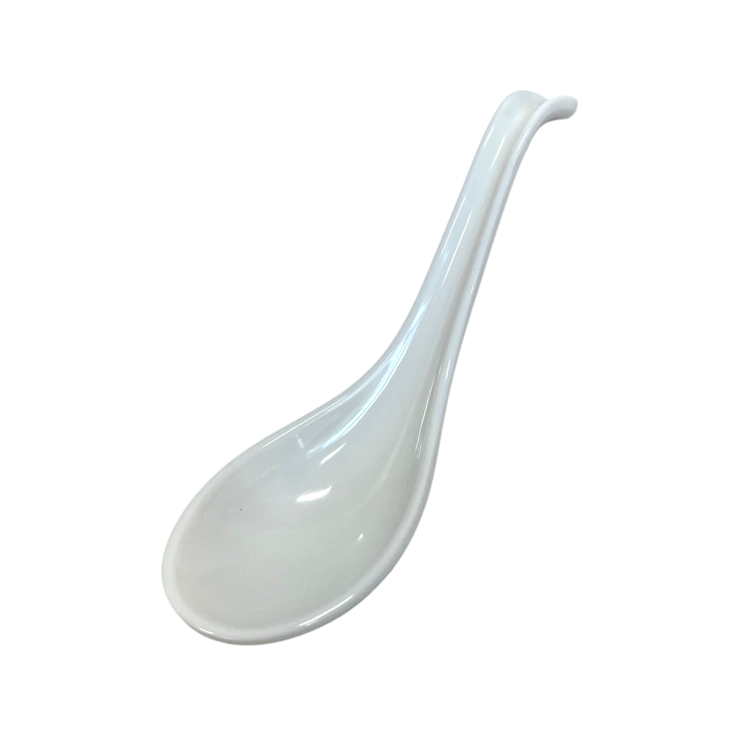 White Melamine 6 Inch Length Curved Soup Spoon (12/576)