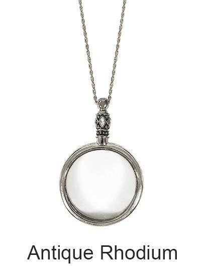 Plain 6 Times Magnifier Magnifying Glass Pendant Necklace: Patina
