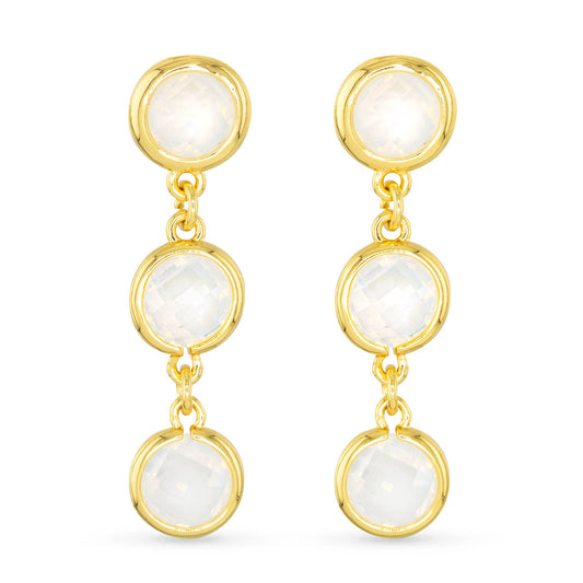 Faceted CZ Earrings | Ice Blu Collection: Milky White / 18K Gold Dipped