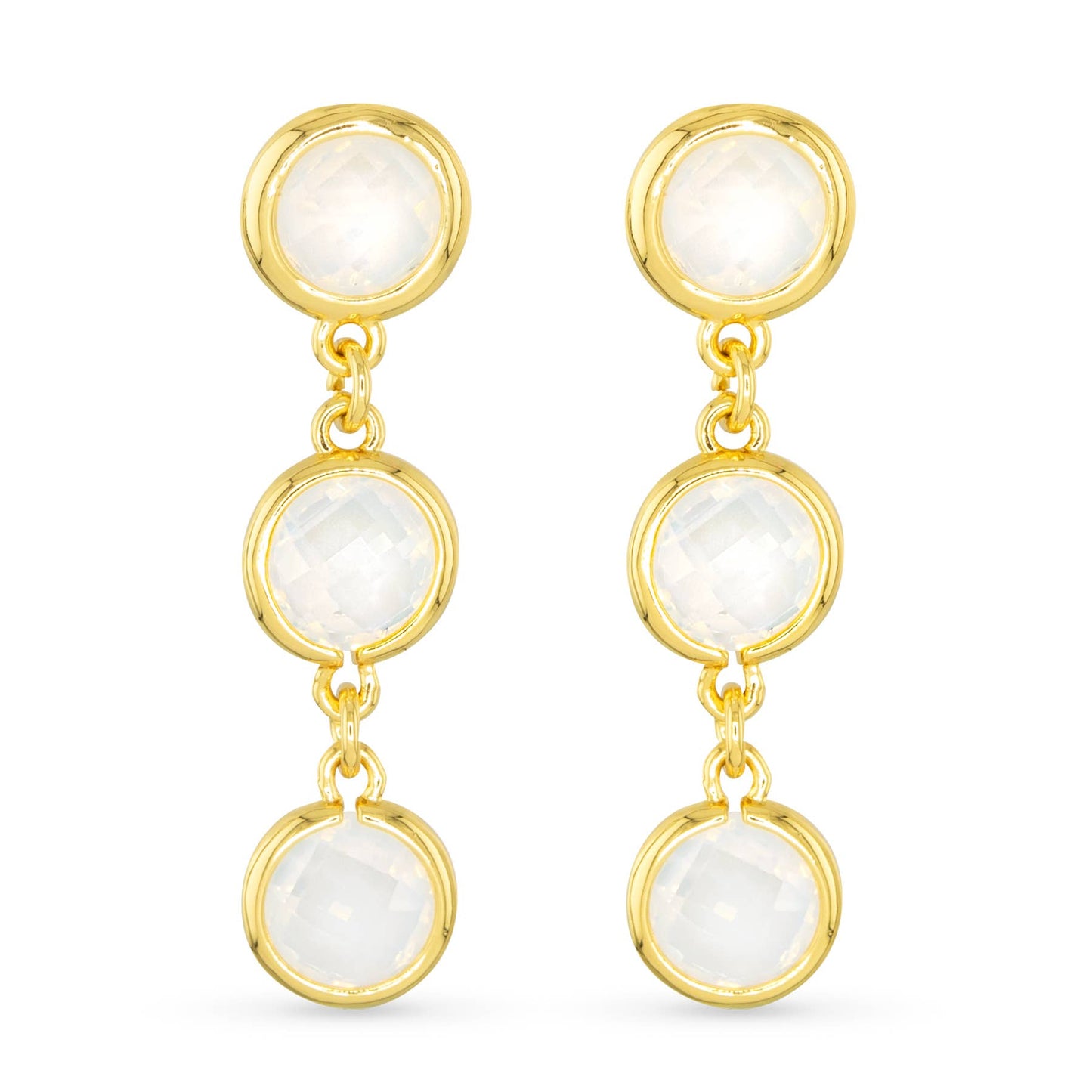 Faceted CZ Earrings | Ice Blu Collection: Milky White / Sterling Silver Dipped