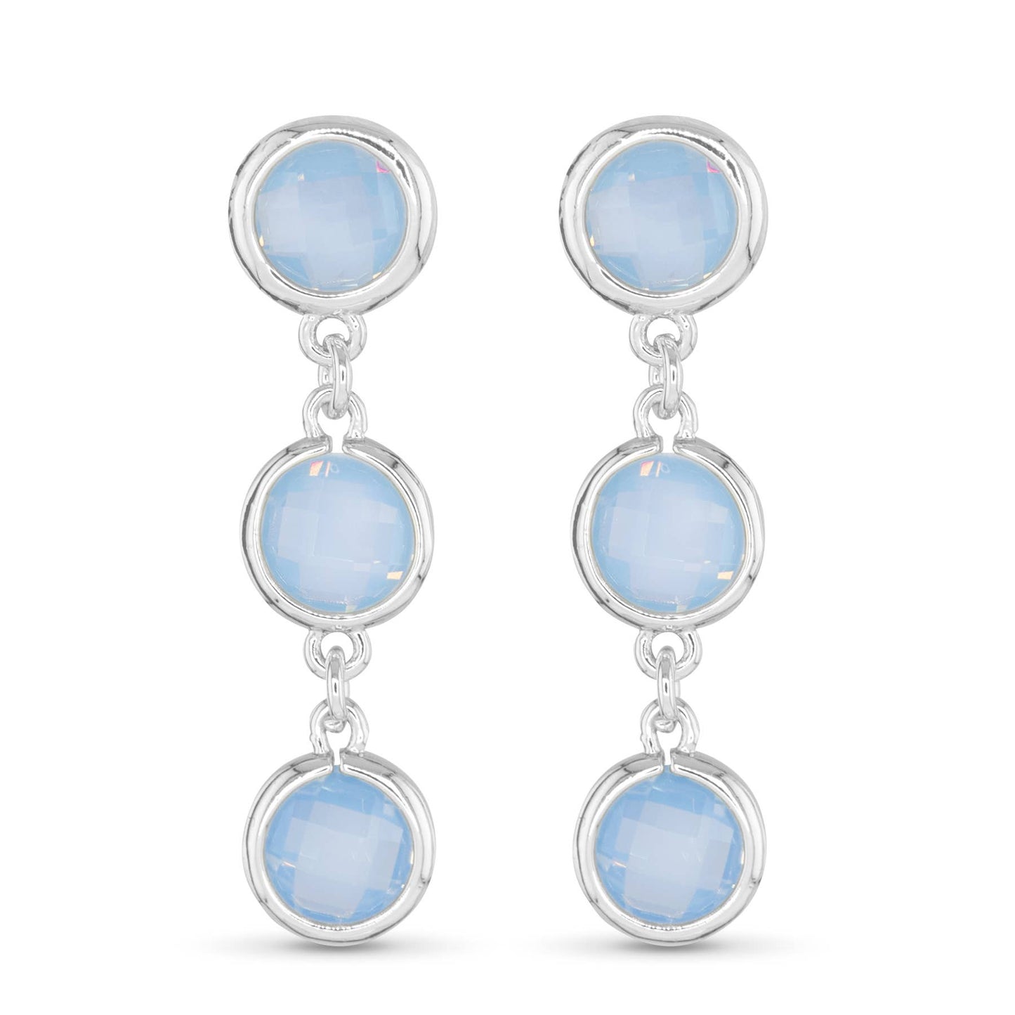 Faceted CZ Earrings | Ice Blu Collection: Milky White / Sterling Silver Dipped
