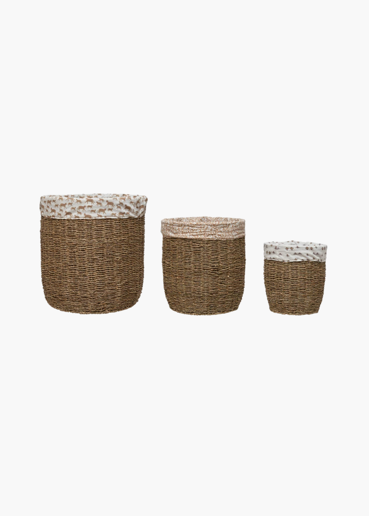 11" ROUND GRASS BASKET WITH CLOTH LINER