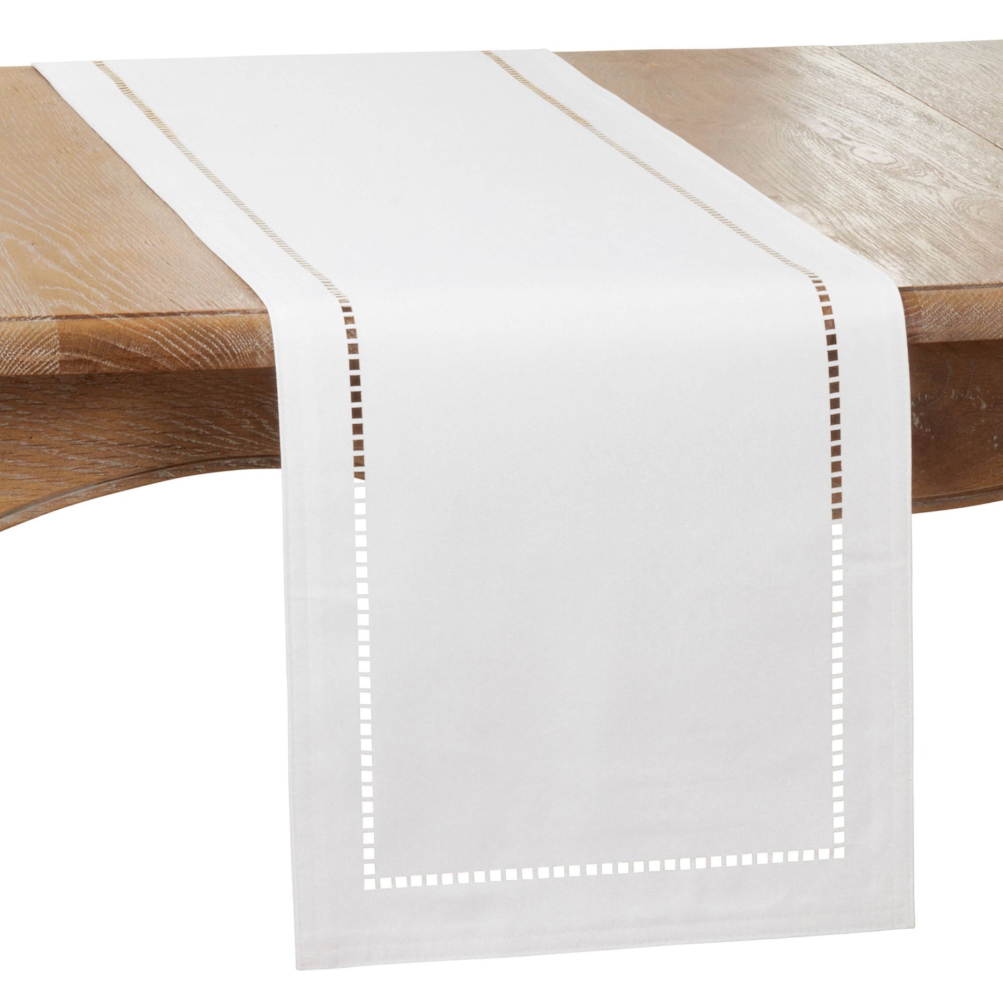 Laser-Cut Hemstitch Runner: Denim / 14"x54"