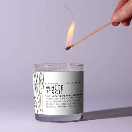 White Birch - Just Bee Candles: 7 oz (up to 40 hrs of clean burning)