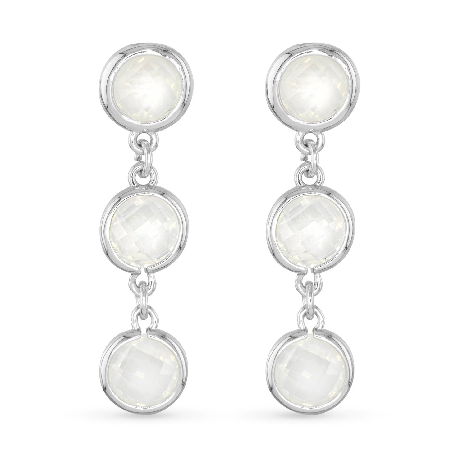 Faceted CZ Earrings | Ice Blu Collection: Milky White / Sterling Silver Dipped