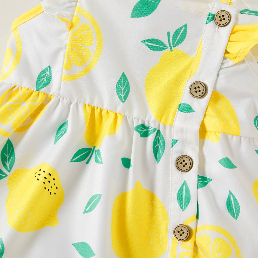 1pc Baby Girl Plaid&Lemon&Fruit Sweet Dress: Yellow / 12-18 Months