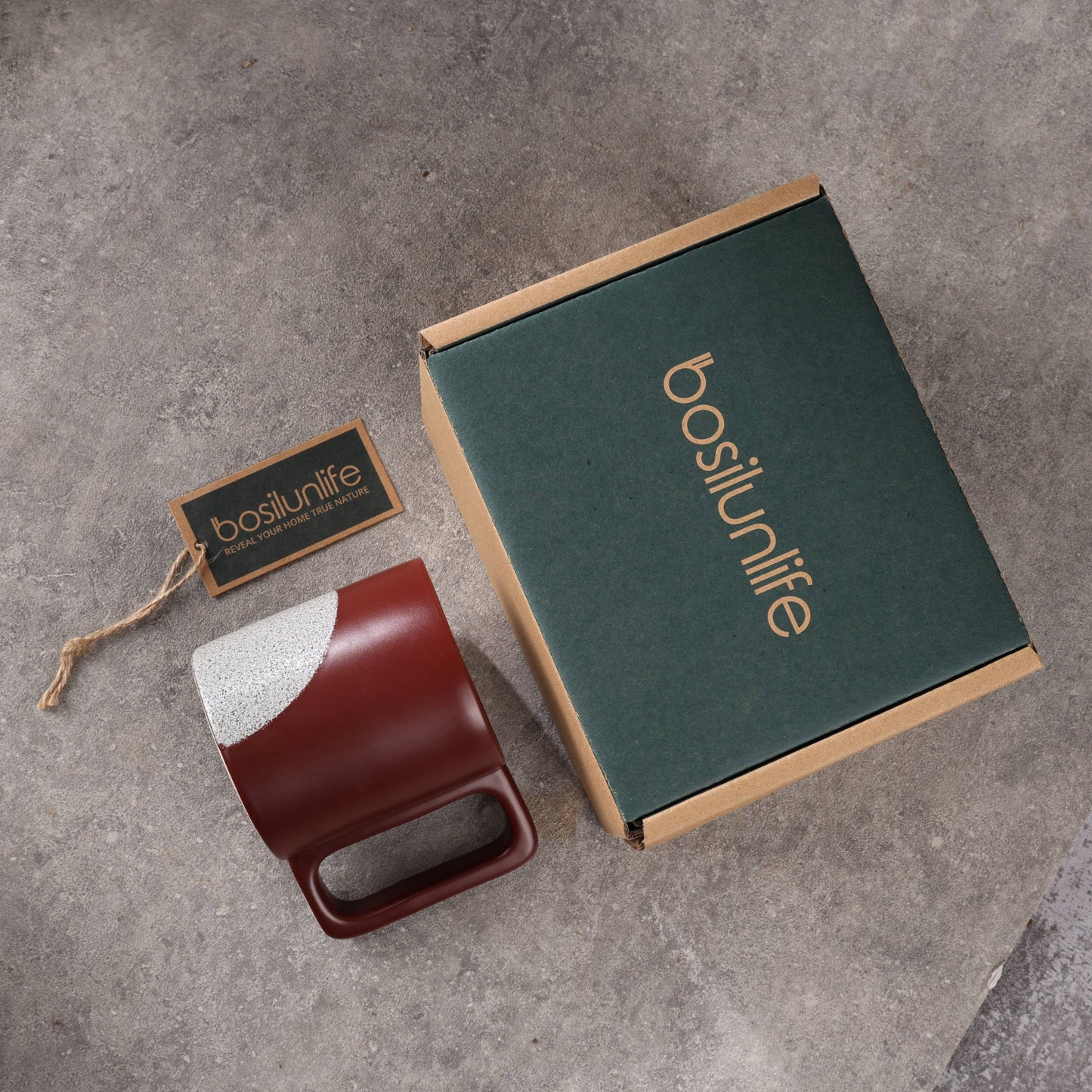 Coffee Mug Nordic Moments Recycled Ceramic Eco-Clay: Matte Green -Square Handle
