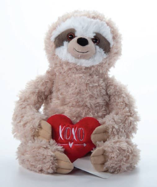 10" (24cm) Valentines  Scruffy Sloth & Heart