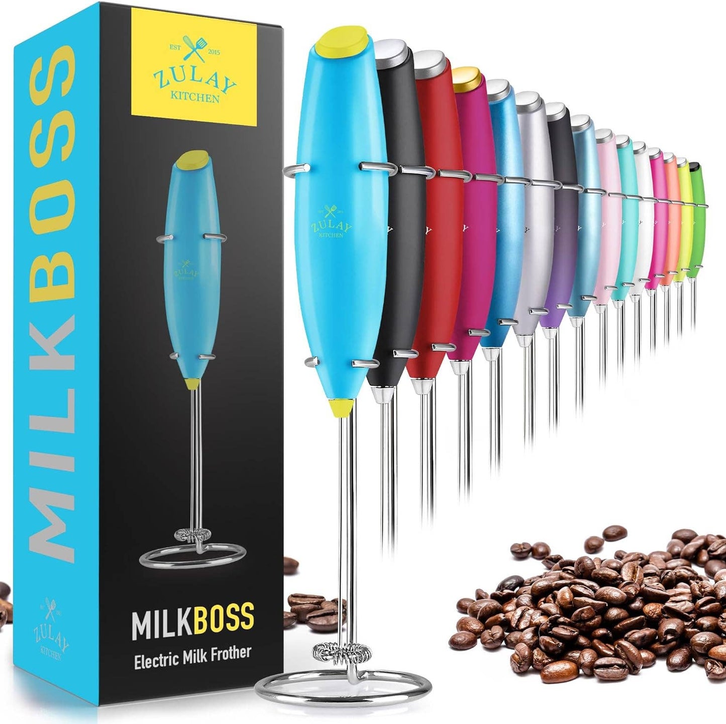 Powerful Handheld Milk Frother: Pop Green/Purple