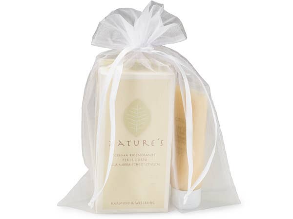 Organza Sheer Bags with Satin Drawsting Ribbon : Ivory / 10 Pack / 4x6"