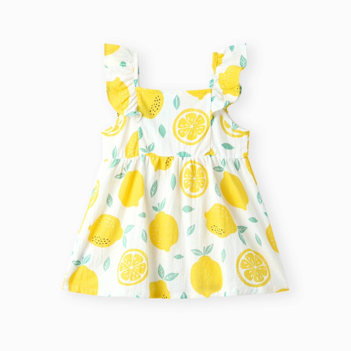 1pc Baby Girl Plaid&Lemon&Fruit Sweet Dress: Yellow / 9-12 Months