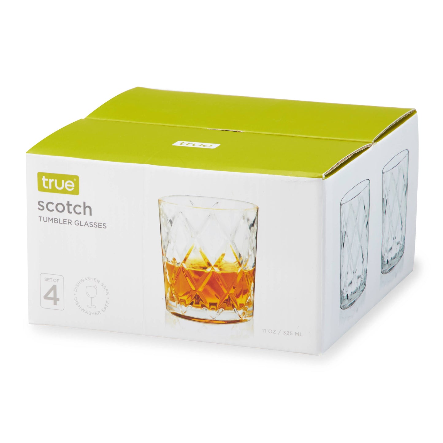 Diamond-Faceted Crystal Whiskey Glasses - Set of 4