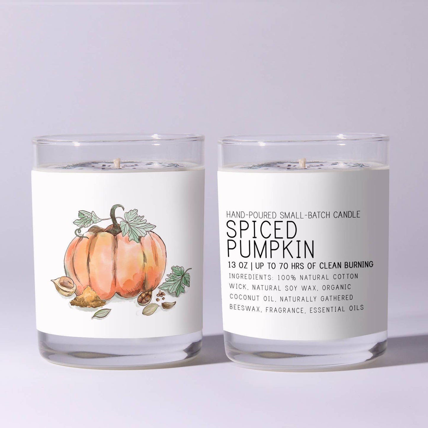 Spiced Pumpkin - Just Bee Candles: 13 oz (up to 70 hrs of clean burning)