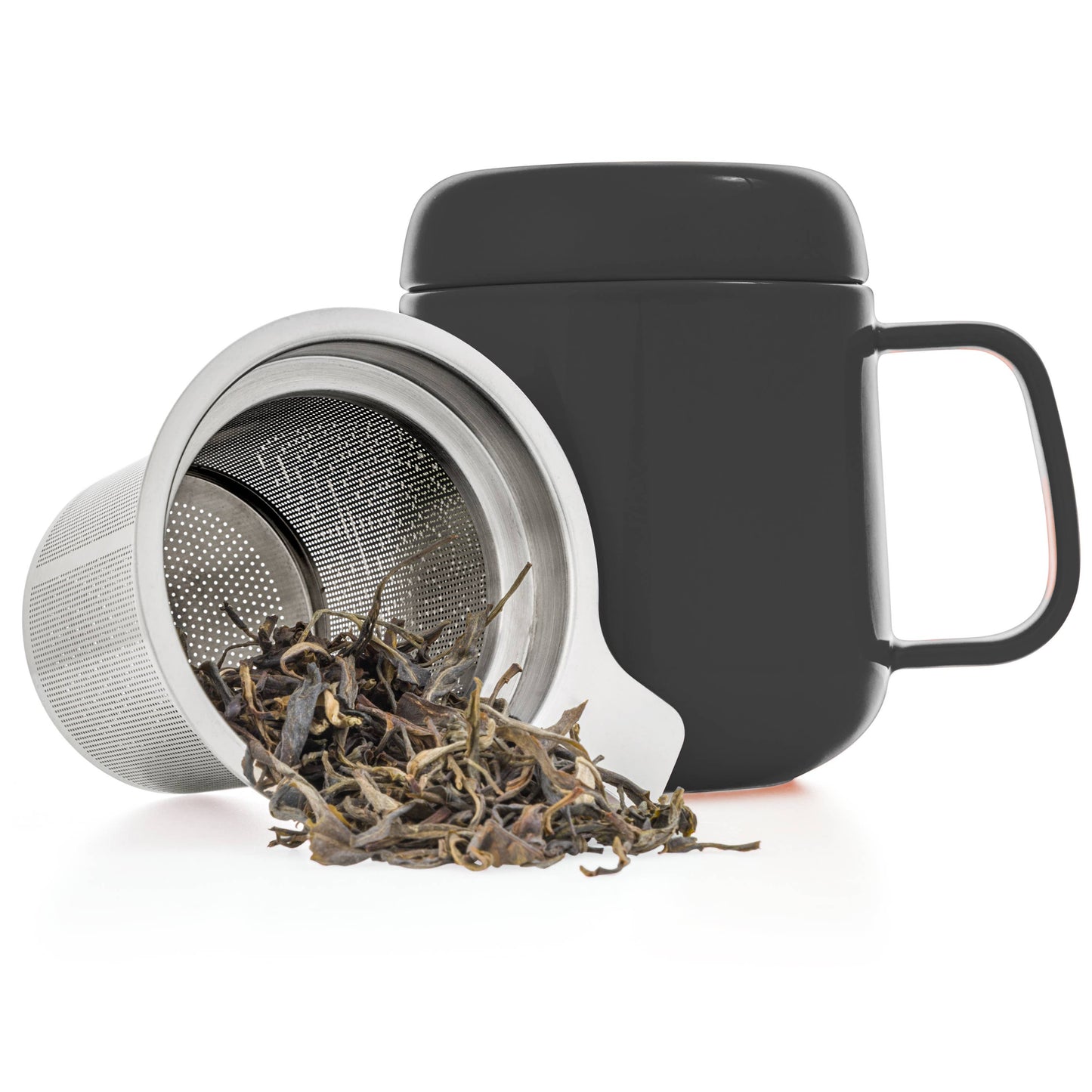 Sumo Porcelain Matte Finish Mug Cup With Infuser 15oz: Black