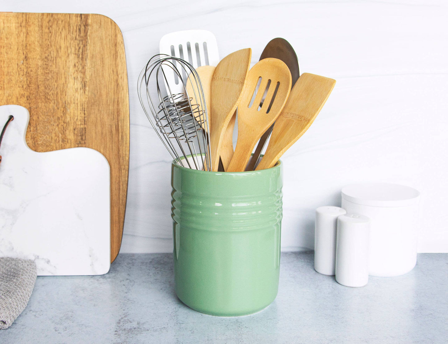 Kook Ceramic Utensil Holder Crock: Mint