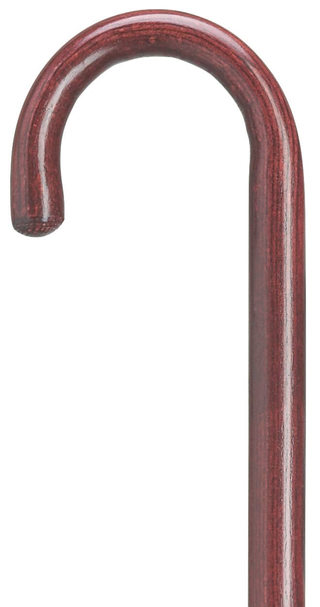 1" Round Nose Crook Handle "Hospital" Cane: Mahogany