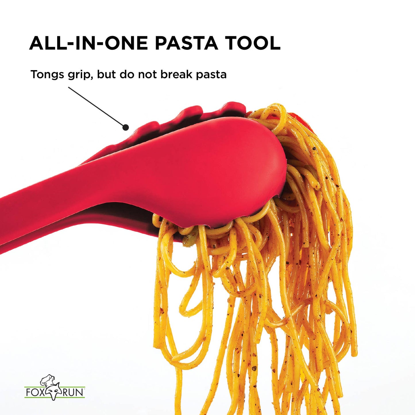 Fox Run 2 in 1 Pasta Serving Tongs, Portion Utensil, 12.25"