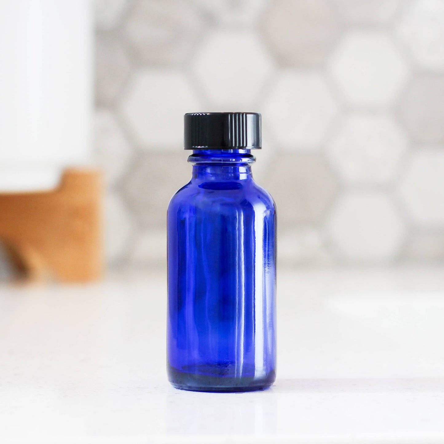 1oz Blue Glass Bottle With Cap