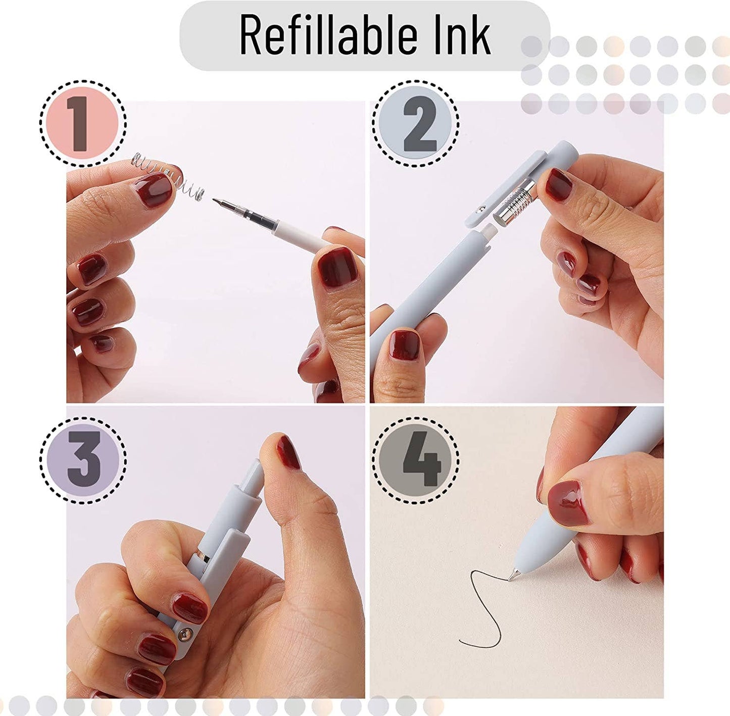 Retractable Fine Point Gel Pens, 6 Pack, Morandi: 6 pack, Morandi Barrels