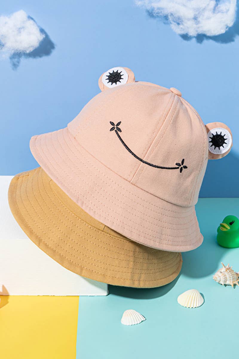 CARTOON FROG DESIGN BUCKET HAT_CWAH0469: BLACK / (OS) 1
