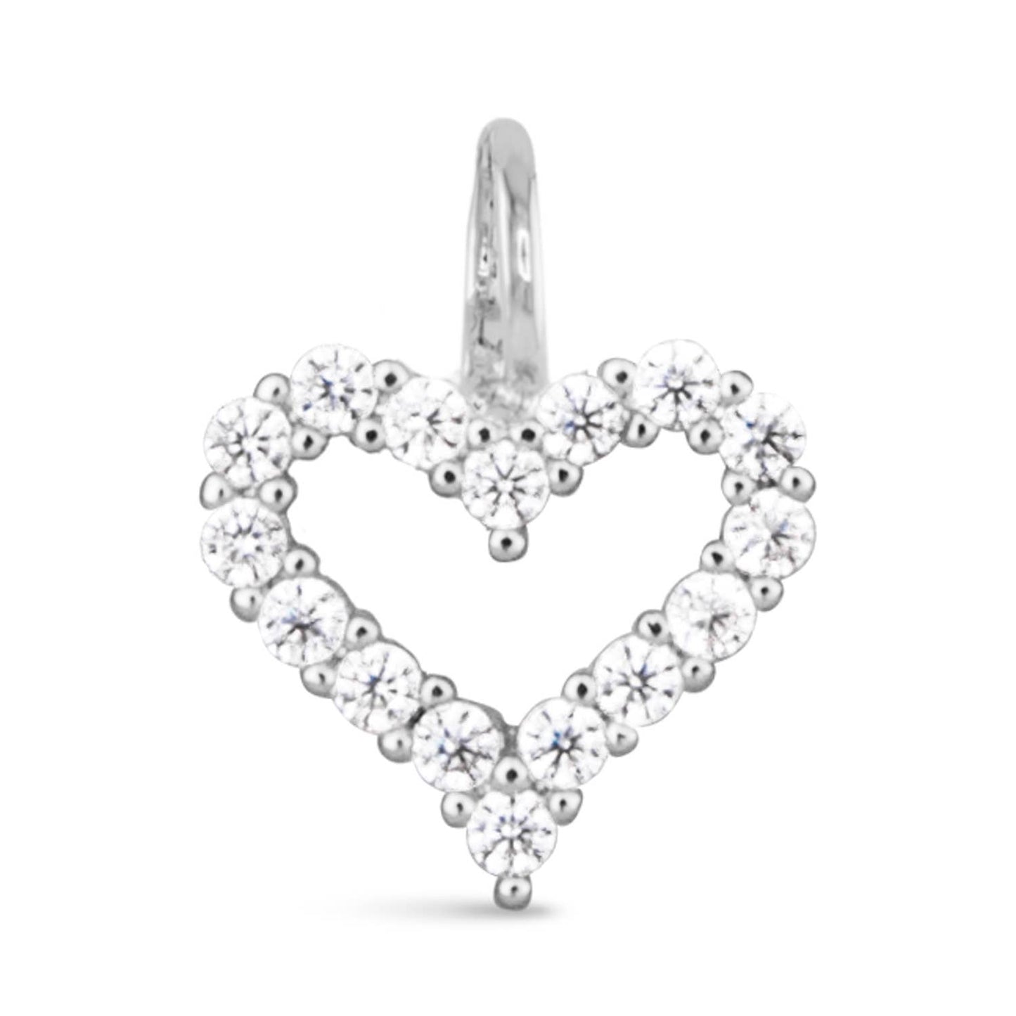 CZ Heart Necklace Charm - Silver - AMANDA BLU