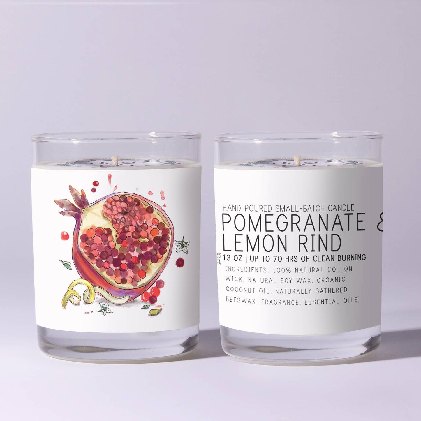 Pomegranate & Lemon Rind - Just Bee Candles: 7 oz (up to 40 hrs of clean burning)