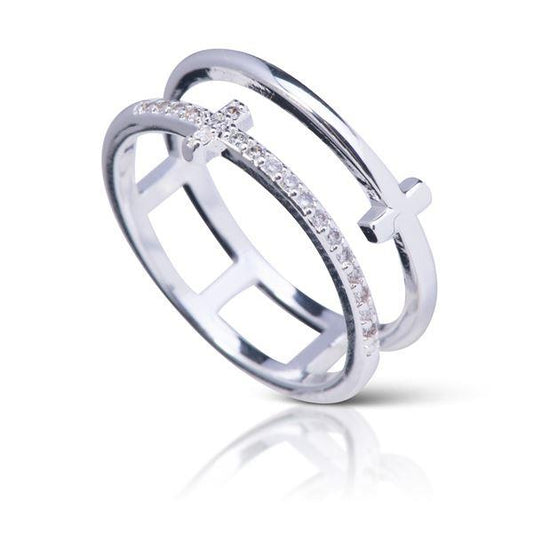 Double Cross Ring - Size 7 - AMANDA BLU