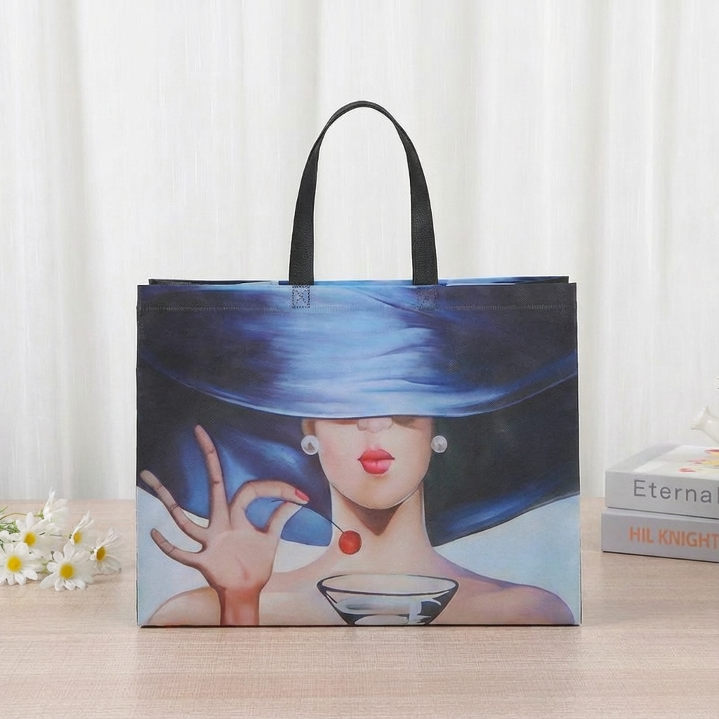 50pcs, 3 Sizes Cherry Hat Pearl Lady Non-woven Gift Bag: Small