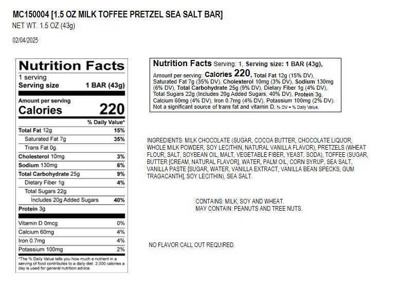 Moodibars HUNGOVER Milk Chocolate Toffee Pretzel SeaSalt bar