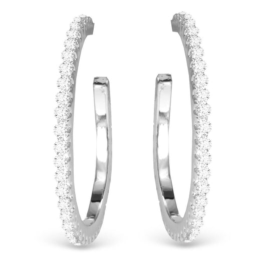 Micro-CZ Hoop Earrings -  Silver - AMANDA BLU