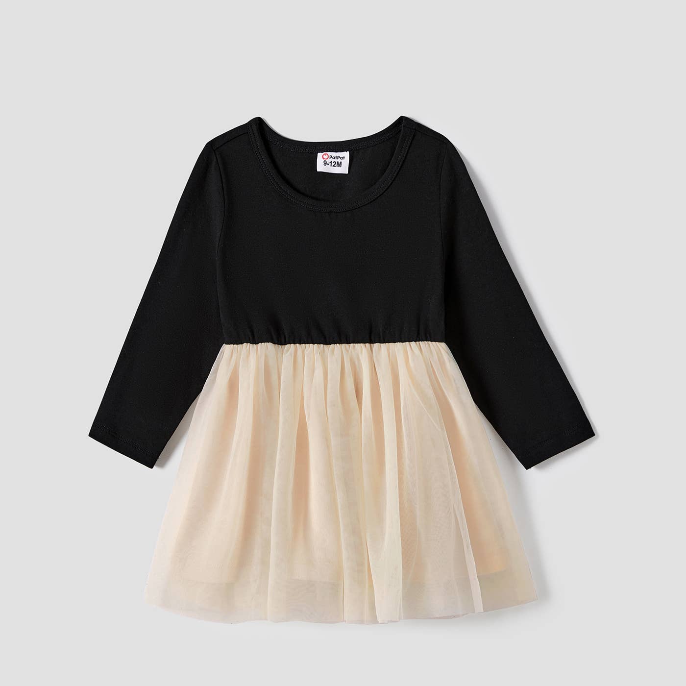 Family Matching Black-Almond Mesh Skirt and Classic Tops Set: Baby Girl:9-12M