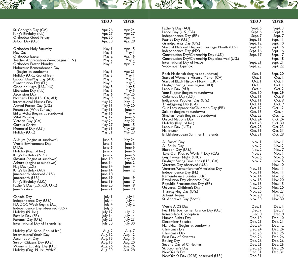 2027-28 Eucalyptus 2-Year Pocket Planner