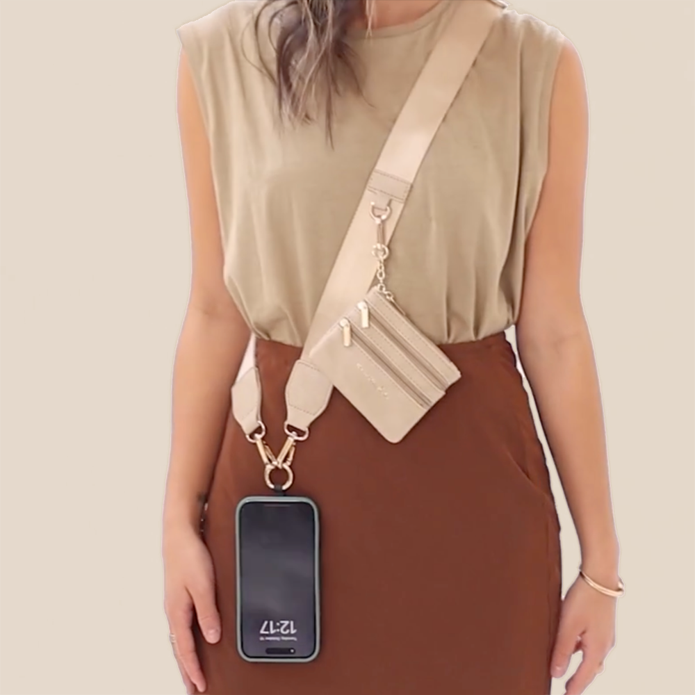 Clip & Go Phone Lanyard with Pouch - Neutral Collection: Navy