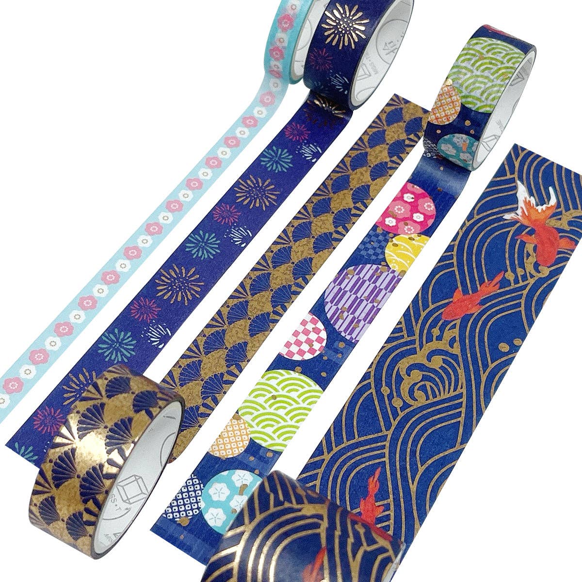 Wrapables Gold Foil Washi Tape in Gift Box Set for DIY Arts: Festive Cranes