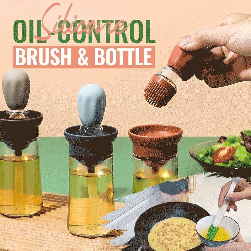Perfectly drip Oil bottle with silicone brush Pastry steak L: 1 Pack(Mix & Match Colors)