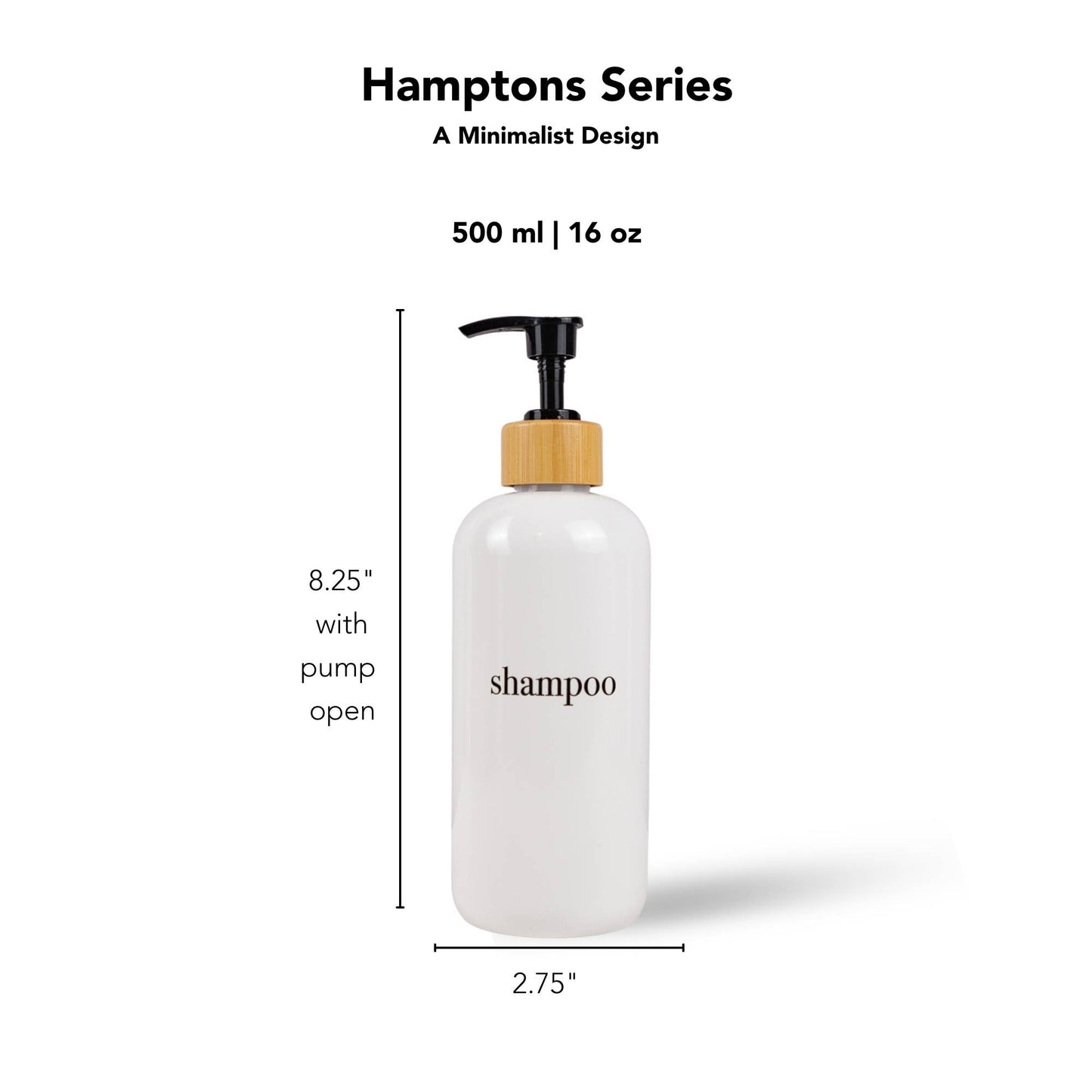 Shampoo & Conditioner Bottle Sets - Refillable | White Dispensers | Bamboo or Plastic Tops: White / Body Wash / Black / Plastic