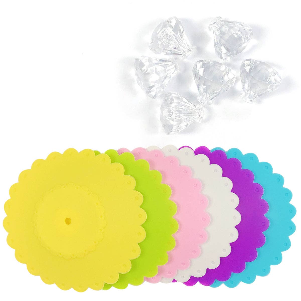 Wrapables Silicone Cup Lids, Anti-Dust Airtight Mug Covers for Hot and Cold Beverages (Set of 6): Cactus