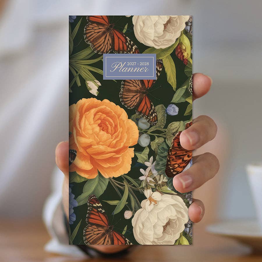 2027-2028 Vintage Blooms Small Monthly Pocket Planner