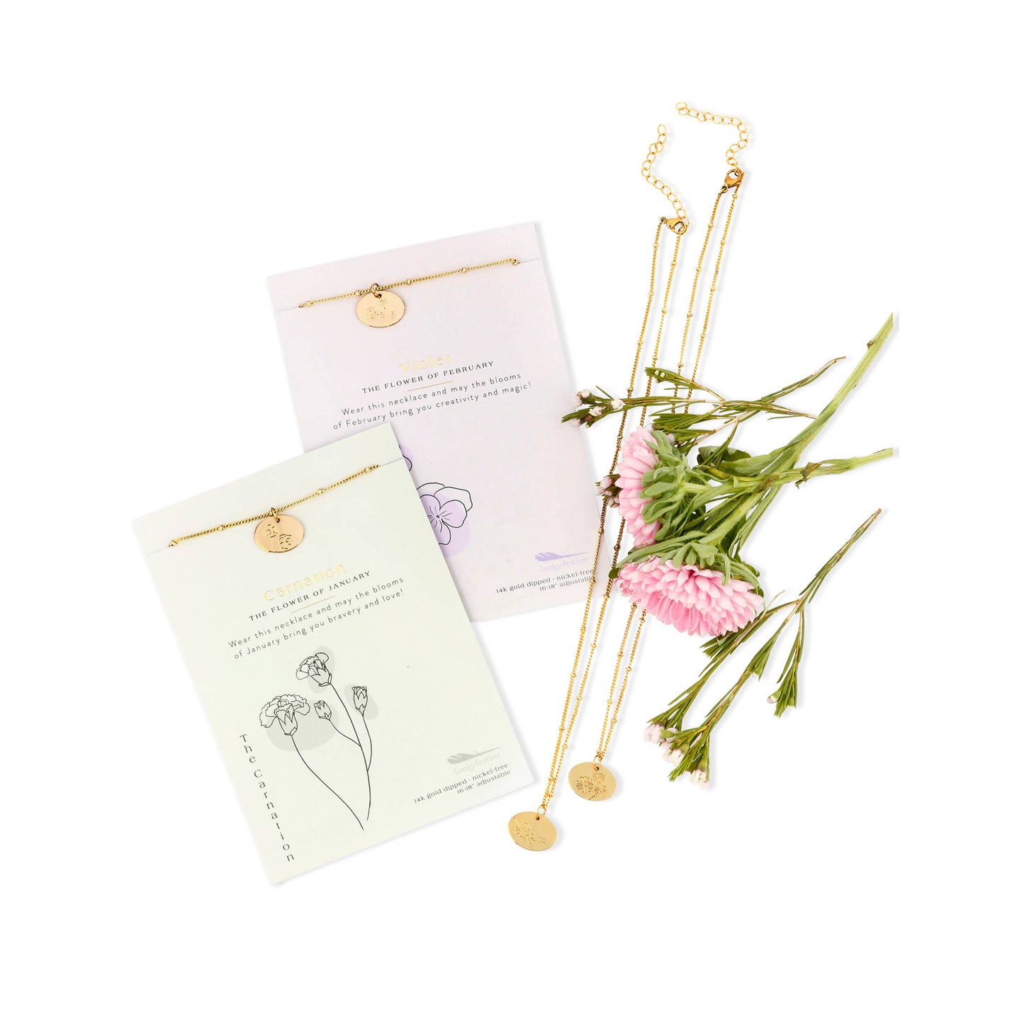 Birth Month Flower Necklace ASSORTMENT - 48 pc